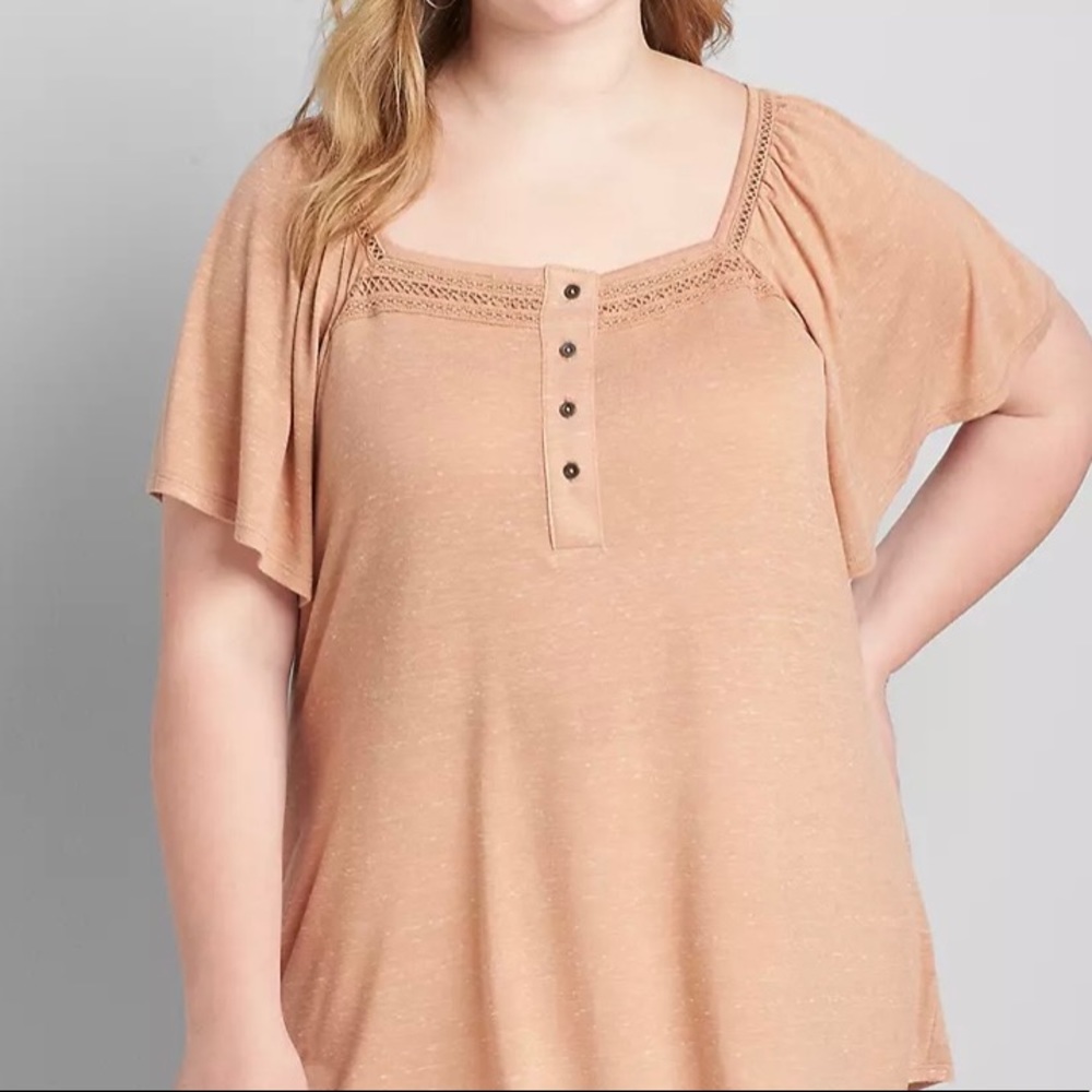 Lane Bryant 18/20 Square Neck Top Fawn Color
